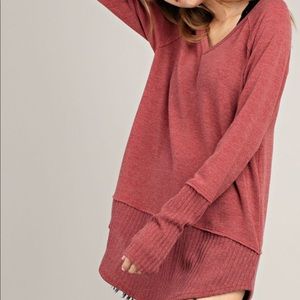 LAST ONE Marsala V-Neck Hi-Lo NWOT Medium